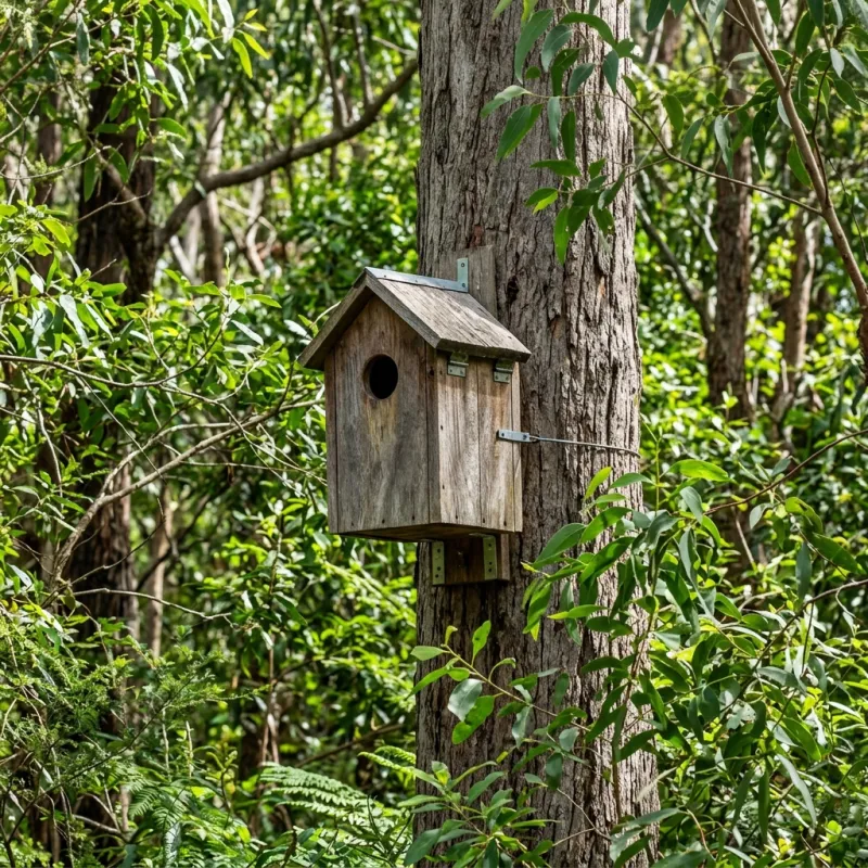Animal nesting box installed as a humane alternative to a Canterbury roof cavity