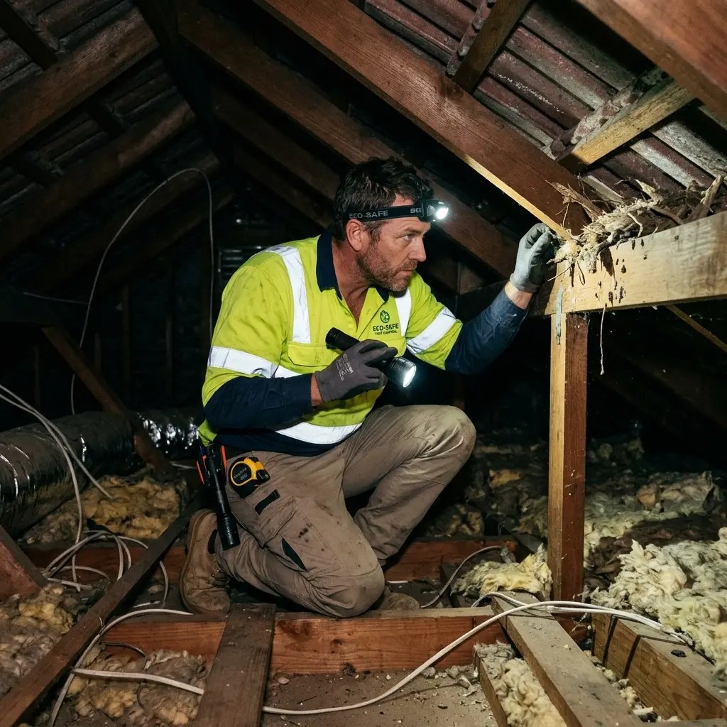 Technician inspecting a Canterbury subfloor void for a deceased cat